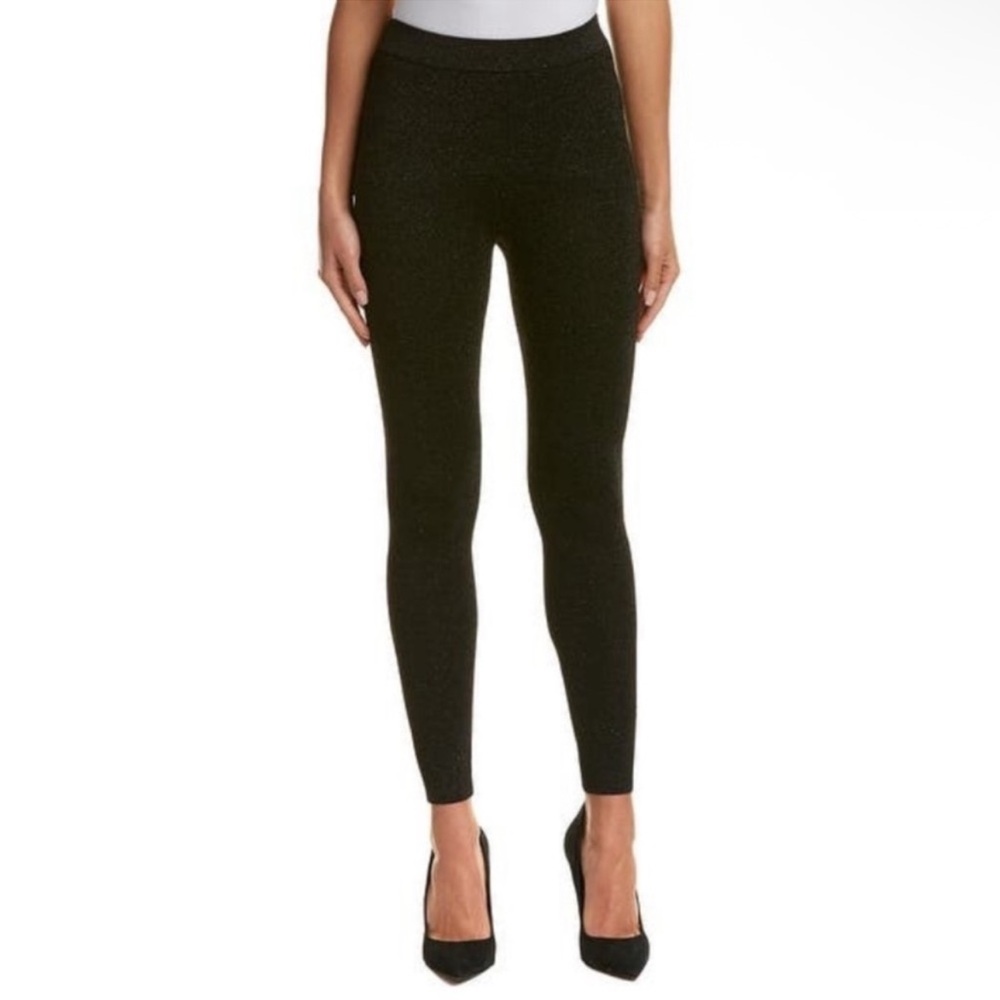 NWT J. McLaughlin Leggings Champagne Metallic Black Gold Knit Size Medium‎
